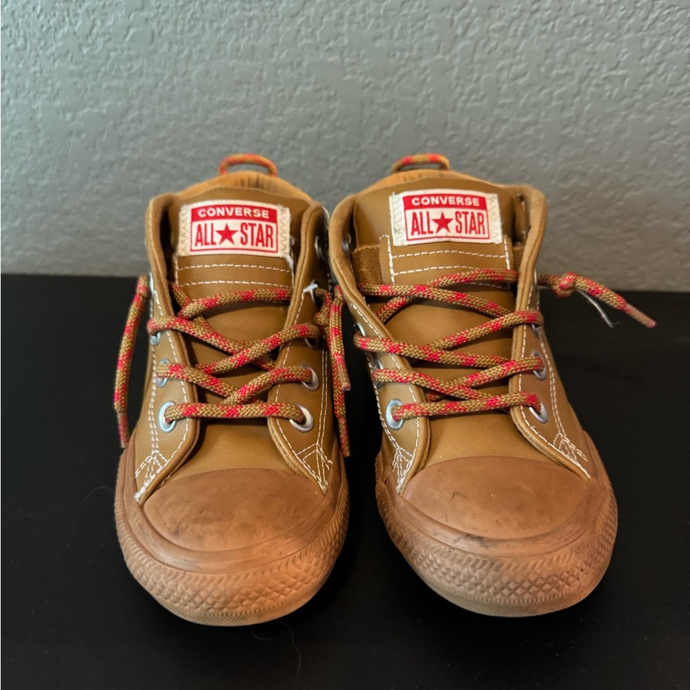 Converse Kids Tan Sneakers with Multicolor Laces